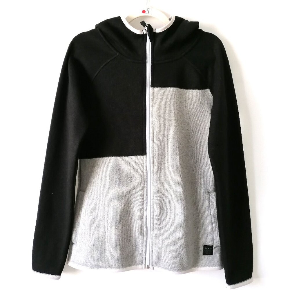 Bula Mens Black Gray Raglan Sleeve Color Block Full Zip Up Hoodie Size M